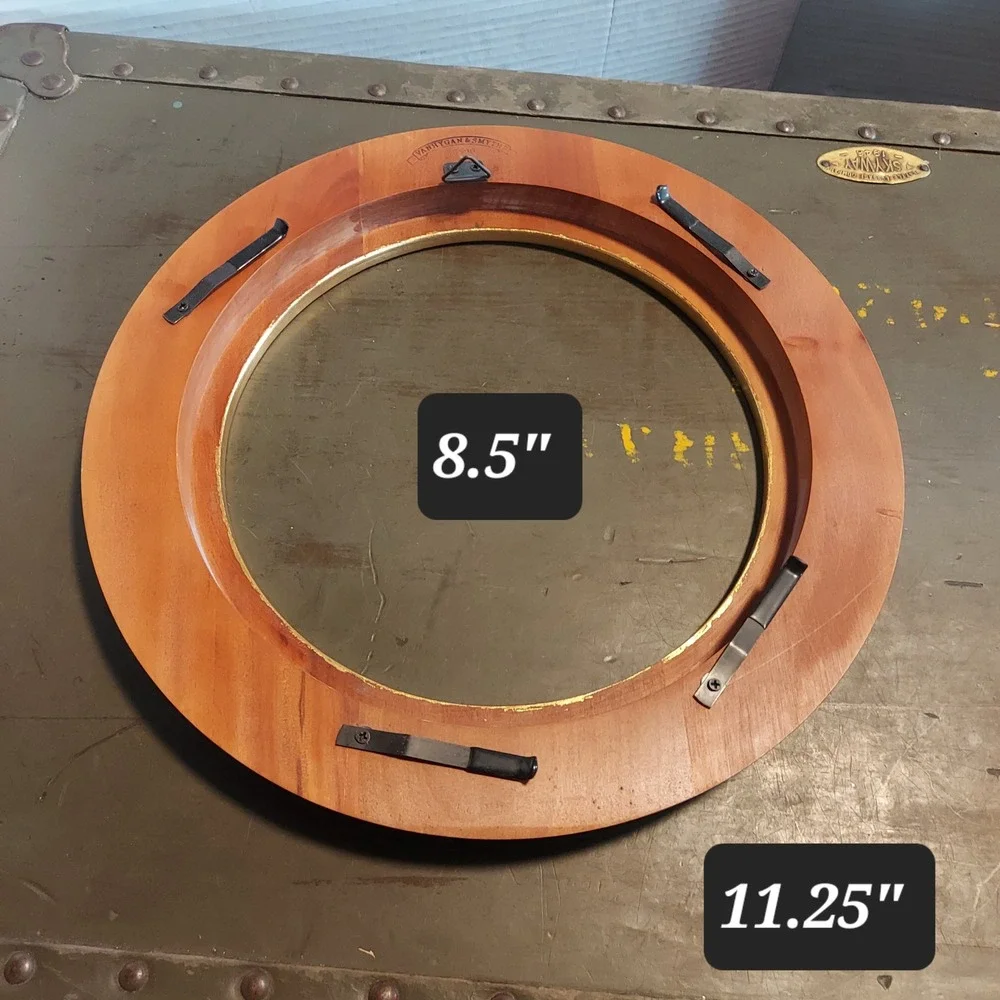 Van Hygan & Smythe CS98 Round Wood Picture Frame Gold Lip 11.25 Inch Brown
